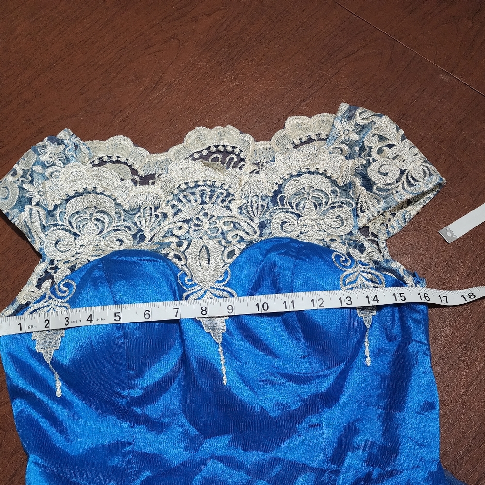 Chi Chi London Royal Blue and Cream Lace Kids Dress - Picture 4 of 6